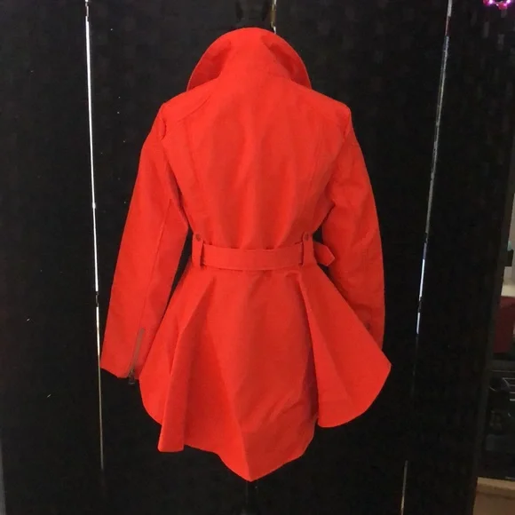 New Neon Orange Belted Peplum Jacket - Picture 2 of 4